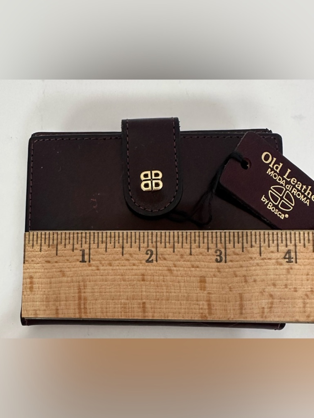 Bosca Old Leather Card Case Black Cherry Carrier Wallet Moda Di Rome Italy